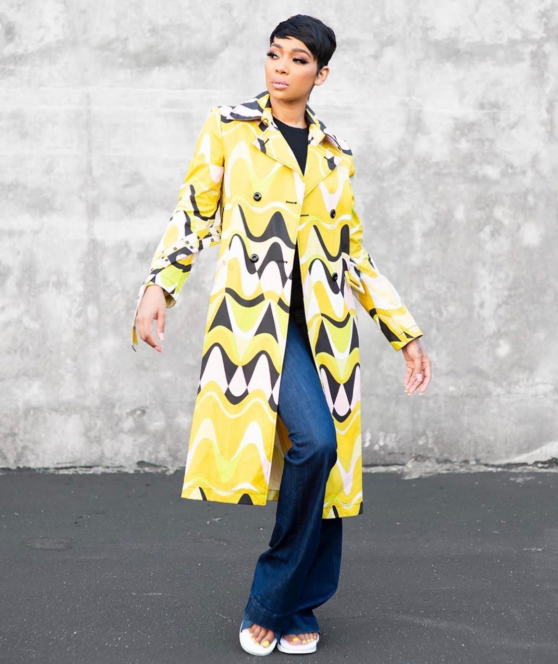 EMILIO PUCCI PRINTED COTTON-BLEND CANVAS TRENCH COAT SIZE US 8