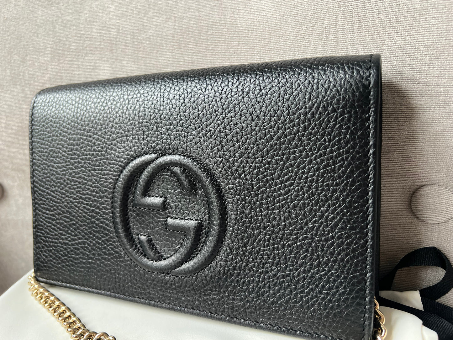 Luxury Gucci Trending 2025 Black Soho Chain Wallet