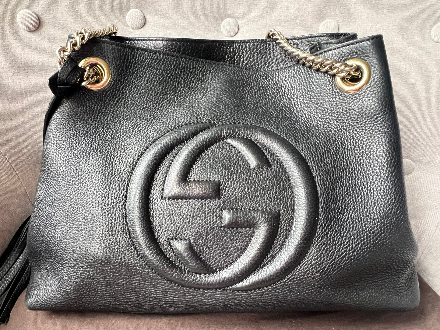 Luxury Gucci Trending 2025 Black Soho Chain Tote
