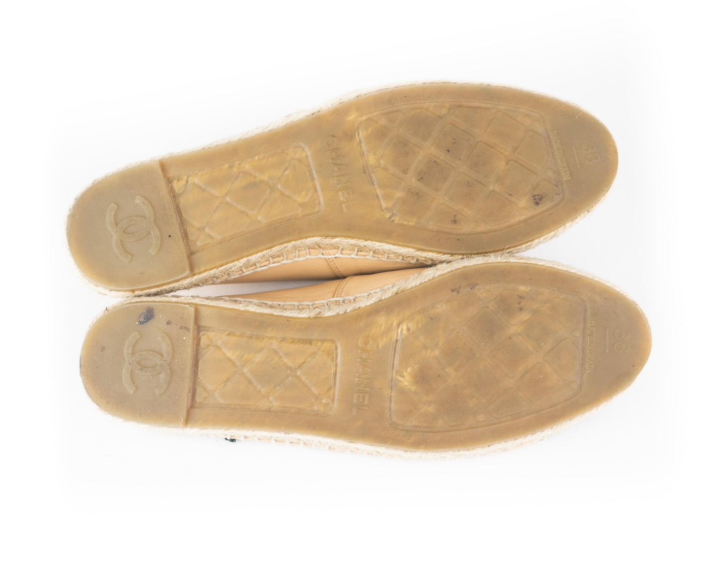 Chanel Lambskin CC Espadrilles nude