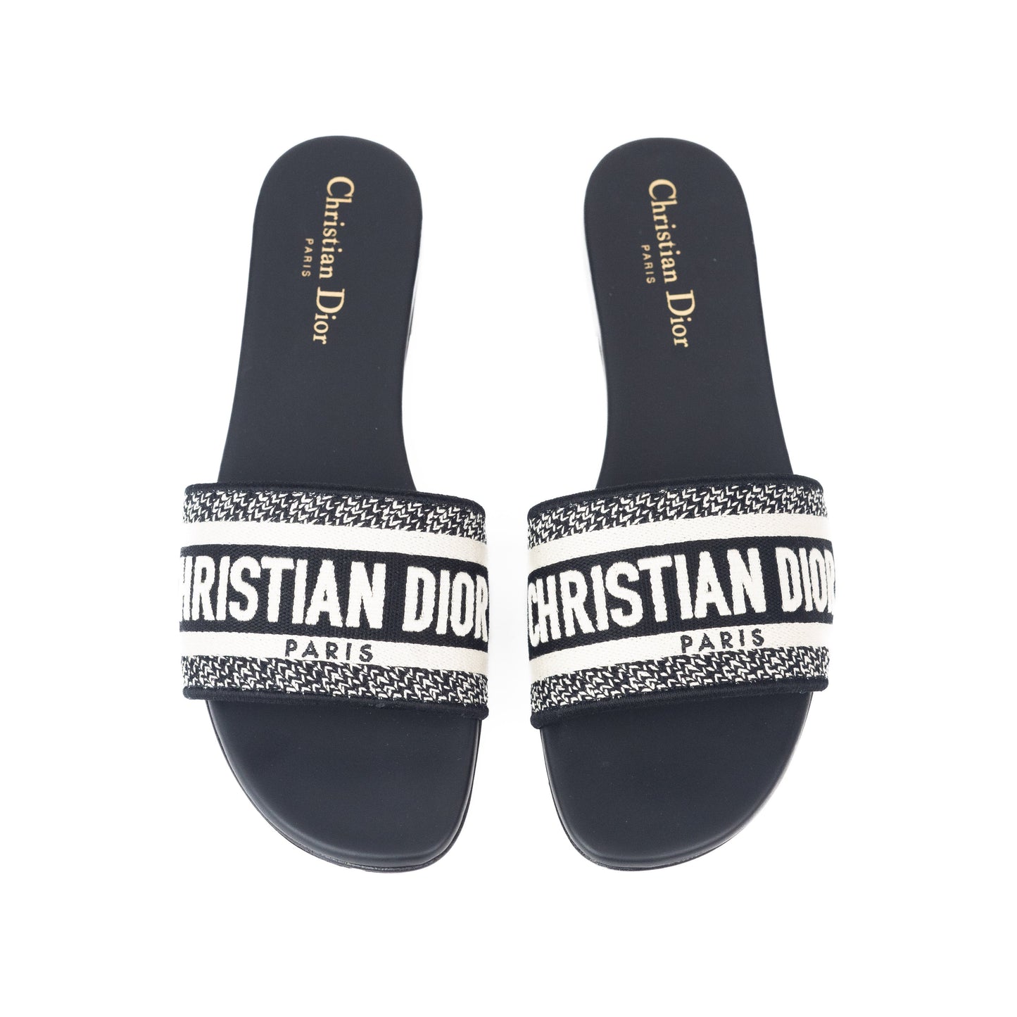 Dior Dway Slide Black Embroidered Cotton