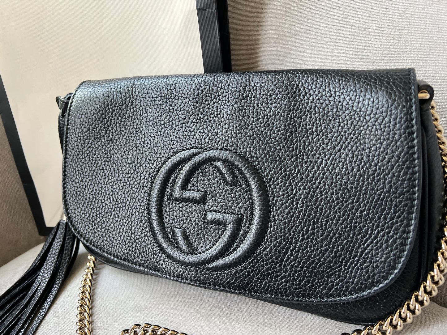 Luxury Gucci Trending 2025 Black Soho Disco Crossbody Flap Bag