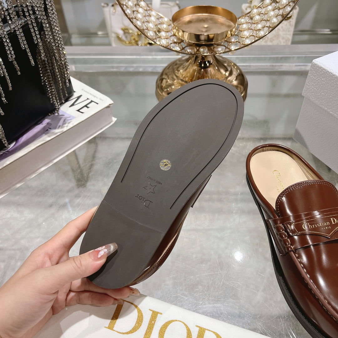 Luxury DiorBoy Mule In Brown Red Glossy Calfskin 996451
