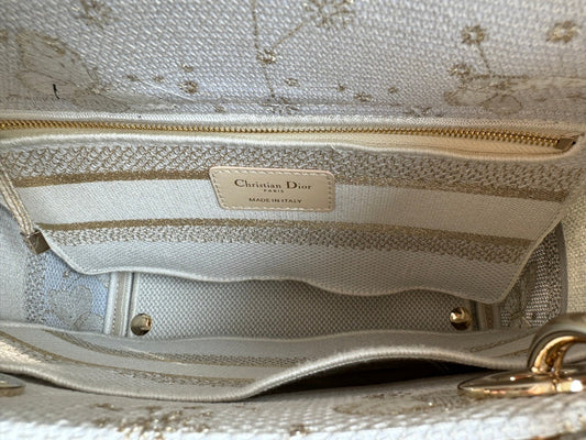 Luxury Diormedium lady 24 white beige embroidery canvas