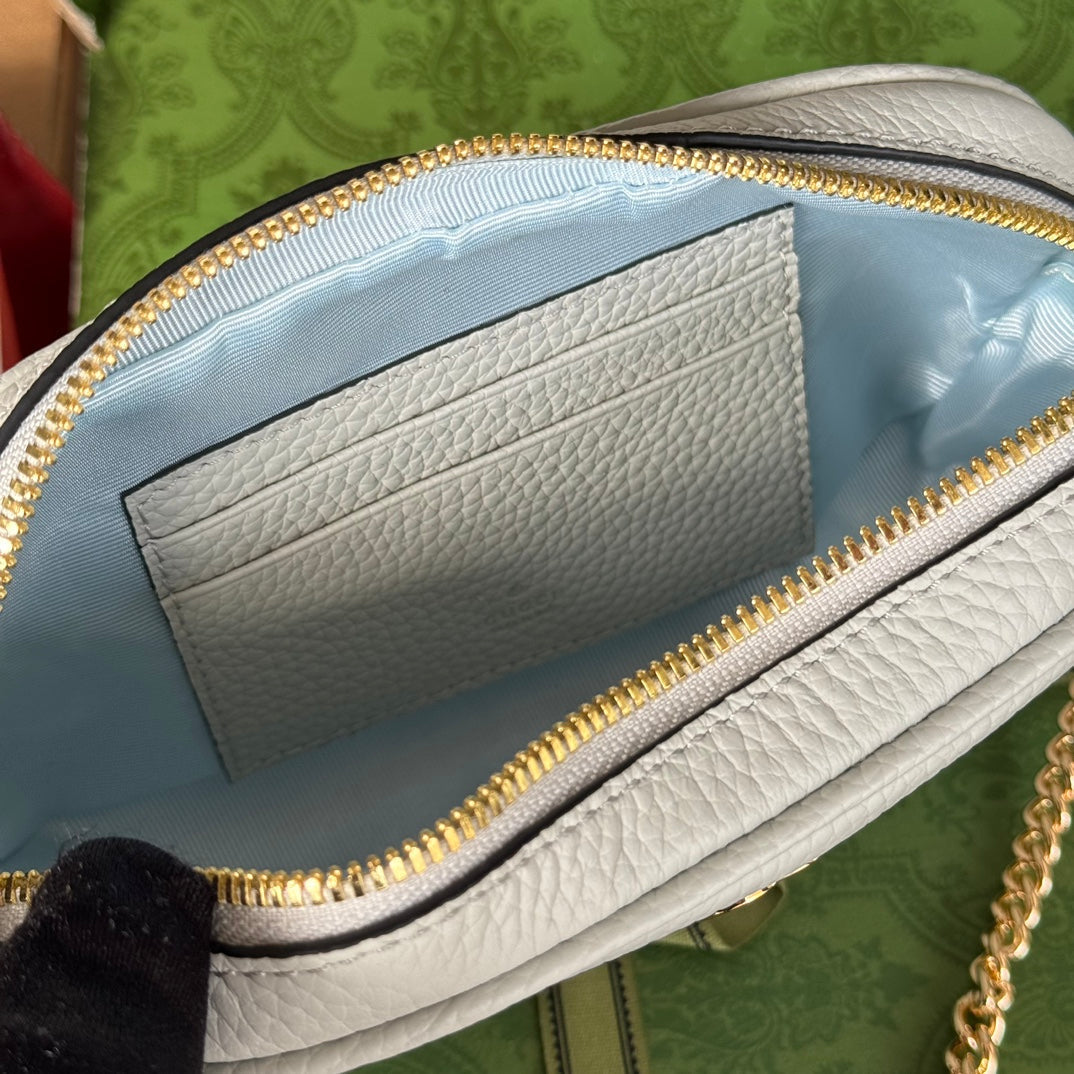 Luxury Gucci MARMONT MINI SHOULDER BAG 18 IN LIGHT GRAY CALFSKIN GOLD HARDWARE