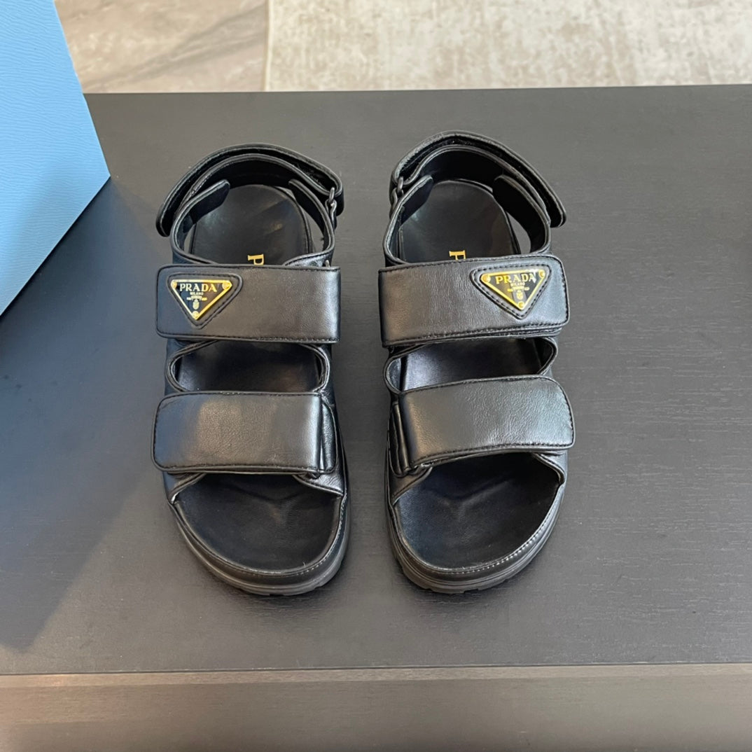 Luxury PradaFLAT NAPPA SANDALS BLACK LAMBSKIN