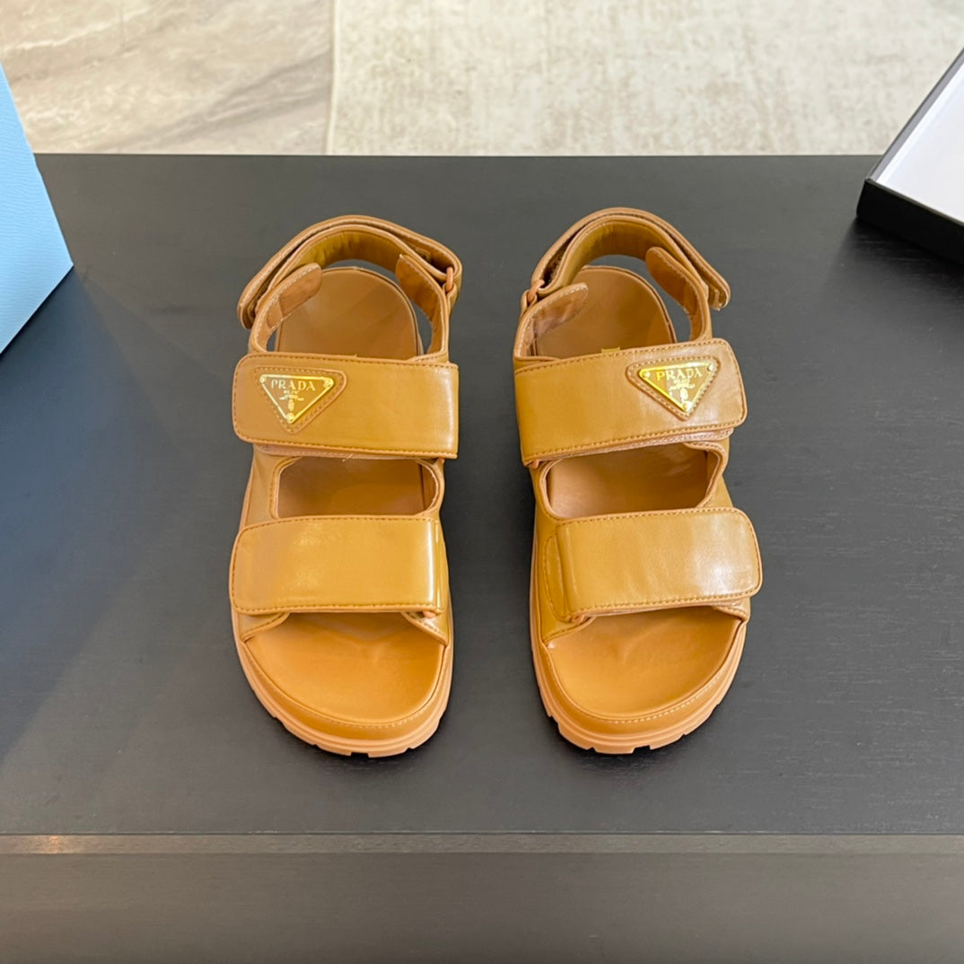 Luxury PradaFLAT NAPPA SANDALS BRONZE LAMBSKIN
