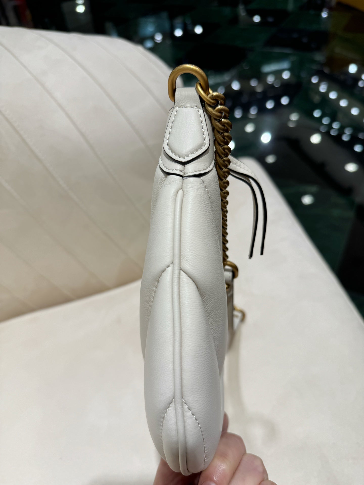 Luxury Gucci GG SMALL 26 MARMONT BAG IN WHITE CALFSKIN