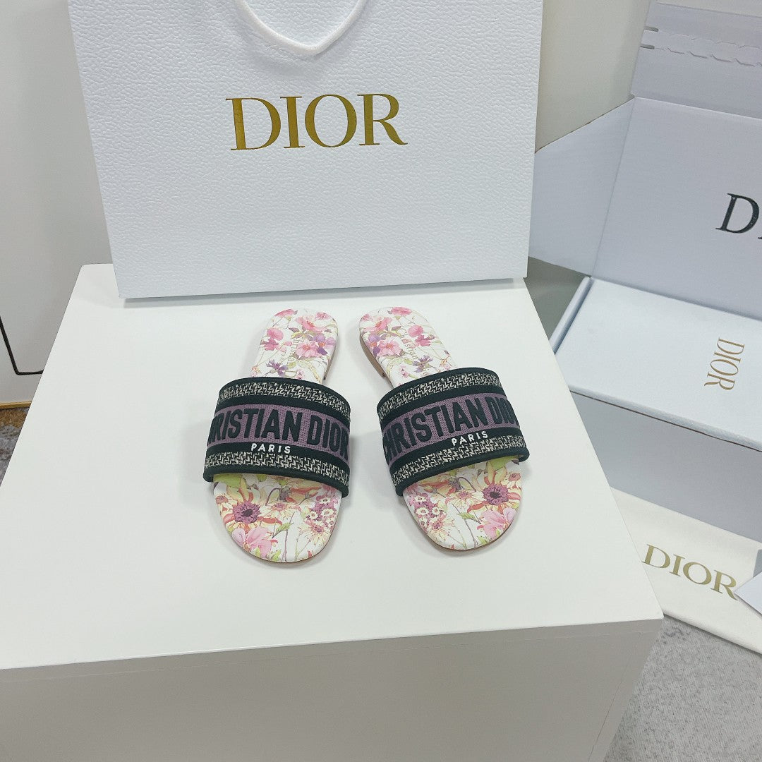 Luxury DiorMule Dway Slide 10mm Multi Motifs Style 2