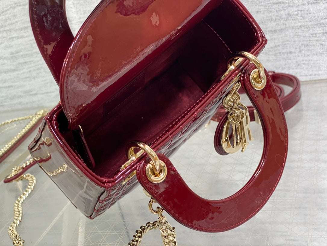 Luxury Diormini lady 17 wine patent calfskin