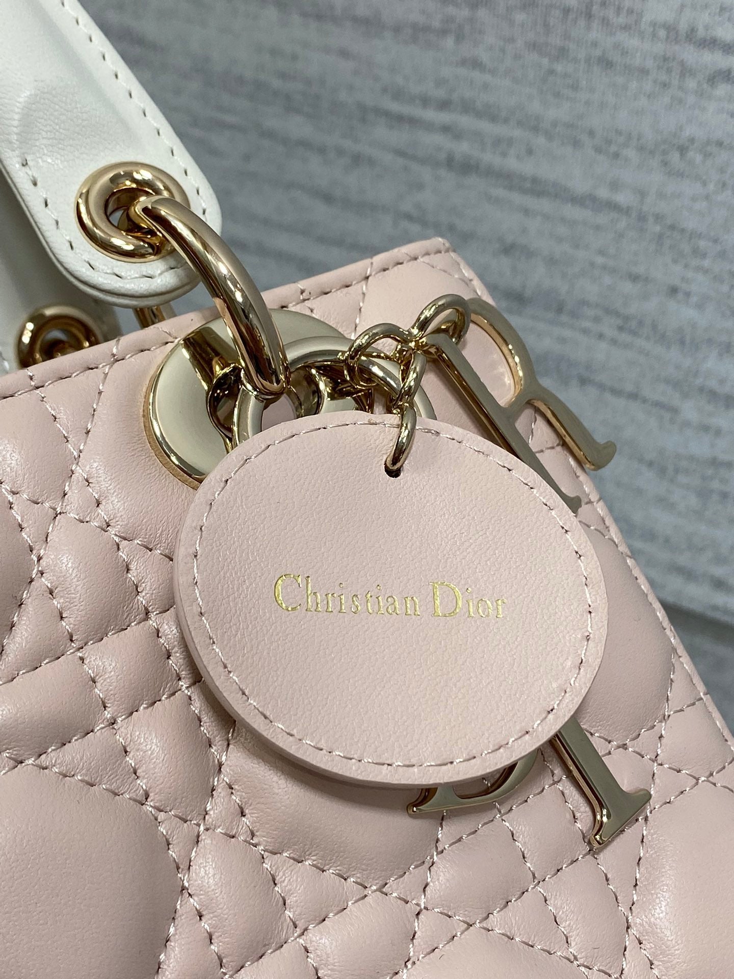Luxury Diorsmall lady 20 pink white lambskin