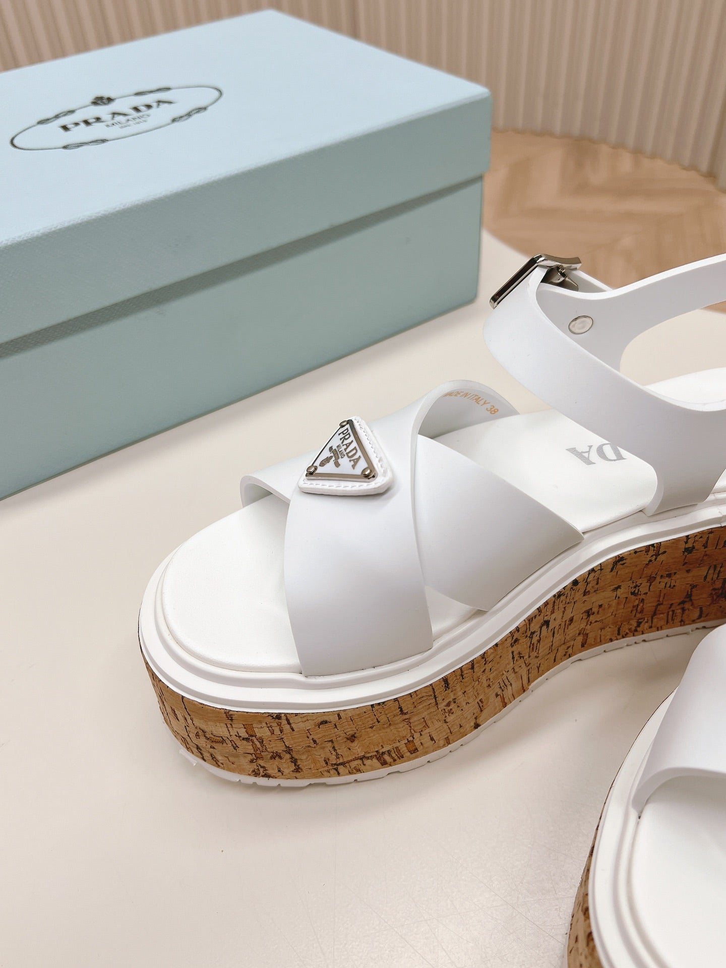 Luxury PradaHigh Heel 80 Sandal White