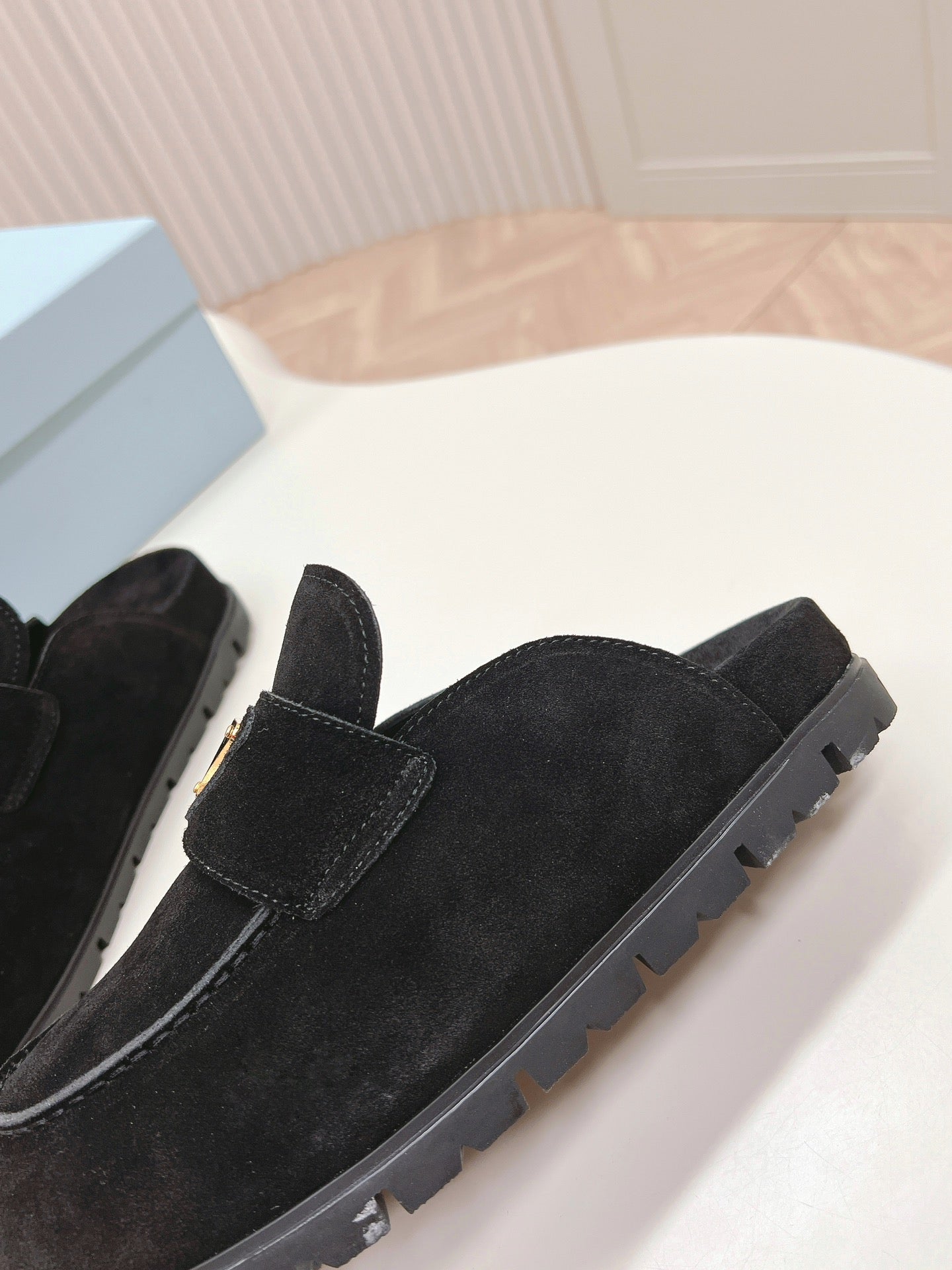 Luxury PradaMule 20mm Black Suede Calfskin