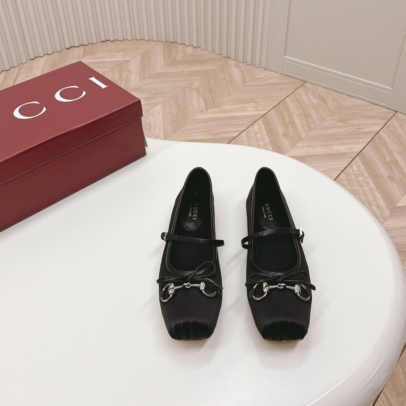 Luxury Gucci GG BALLET FLAT BLACK SILK