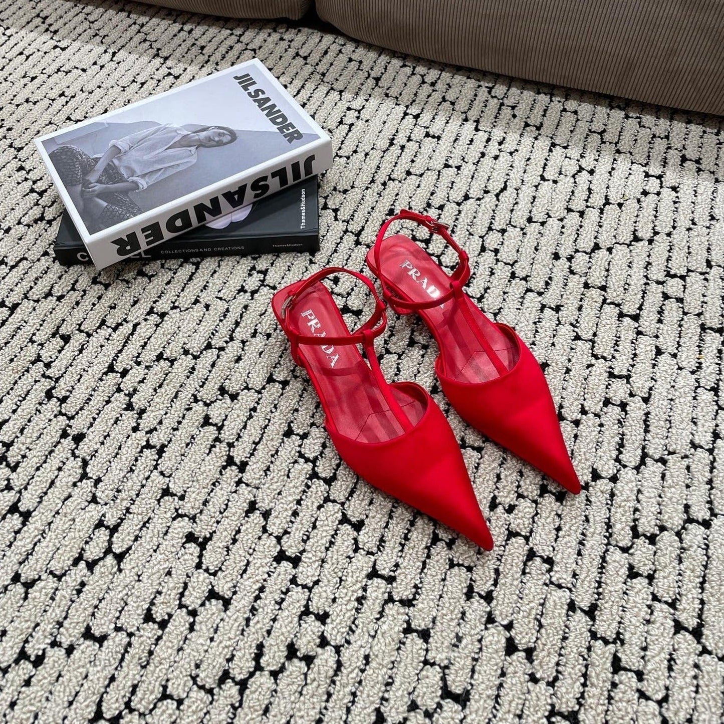 Luxury PradaSATIN SLINGBACK PUMPS CRIMSON