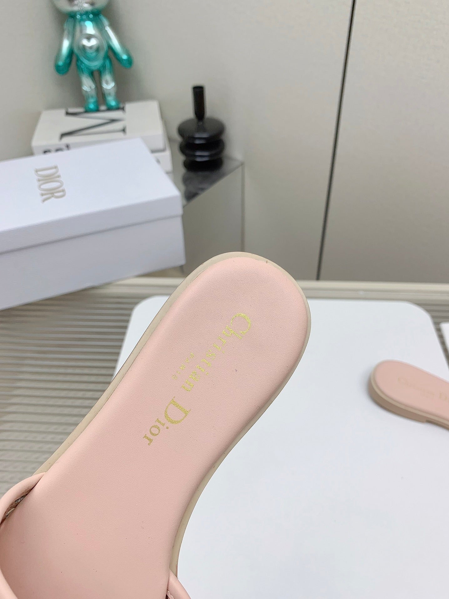 Luxury DiorD-Lane Slide In Light Pink Cowhide 106273