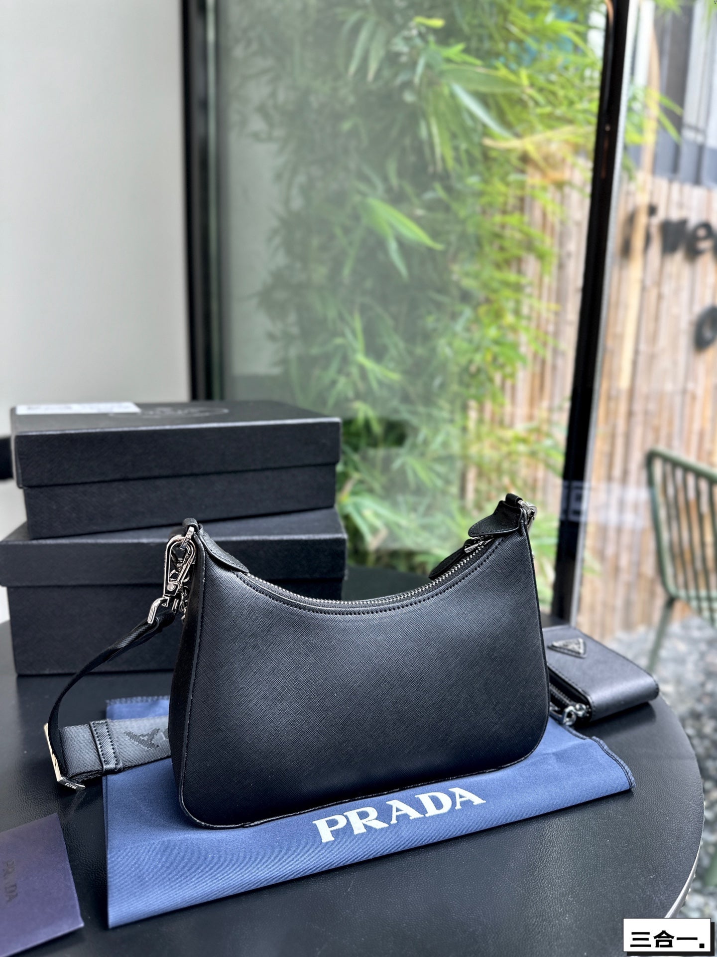 Luxury Prada22 BAG IN BLACK SATIN WITH RHINSTONE SILVER HARDWARE