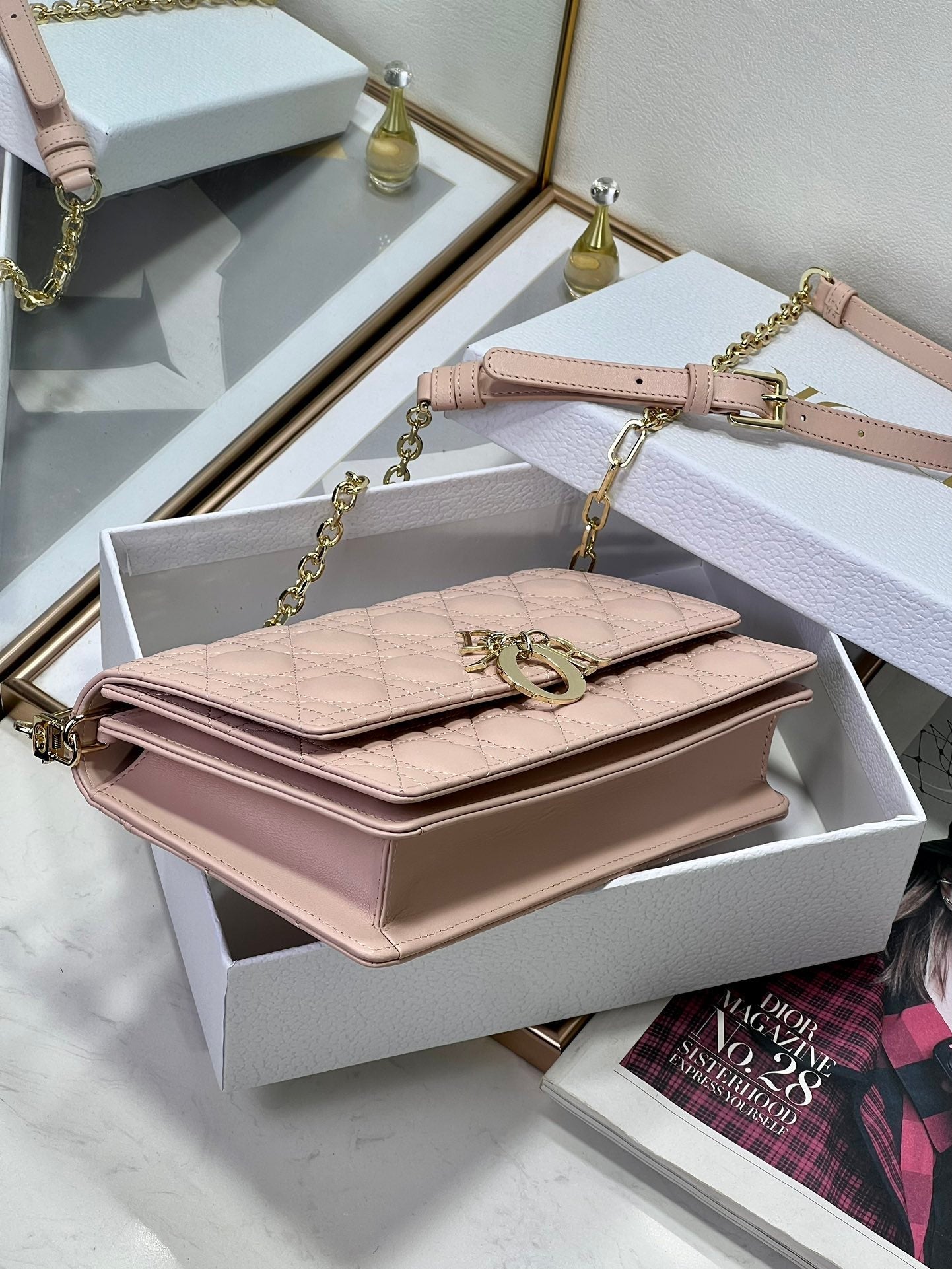 Luxury DiorMY 24 TOP HANDLE BAG PASTEL PINK LAMBSKIN