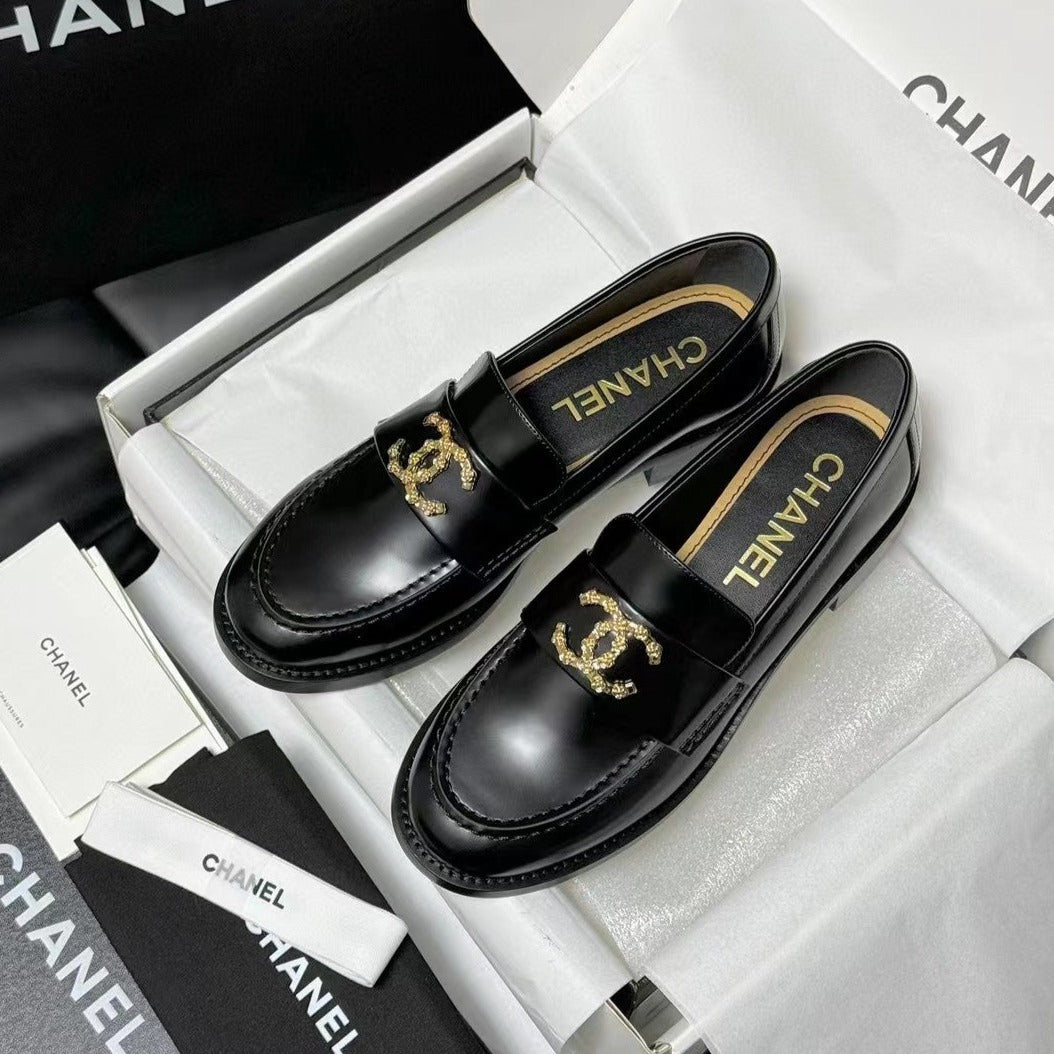 Luxury Chanel LOAFER BLACK CALFSKIN WITH META LOGO