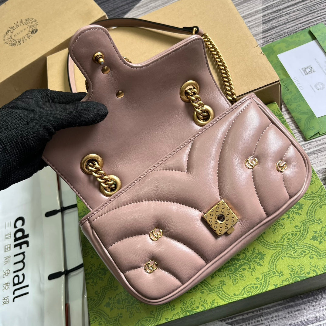 Luxury Gucci GG MARMONT SMALL 22 BAG IN HOT PINK LAMBSKIN