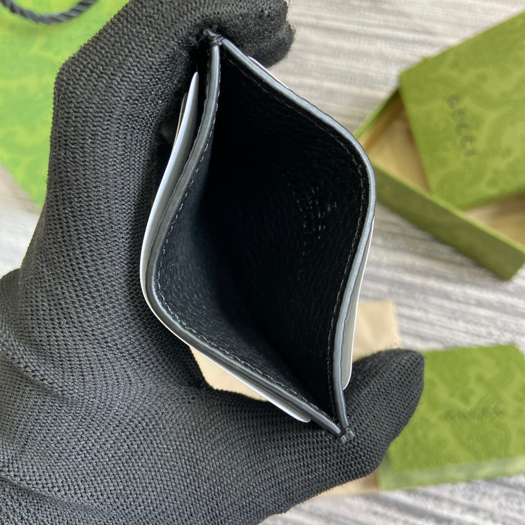 Luxury Gucci CARD HOLDER 10 IN BLACK CALFSKIN
