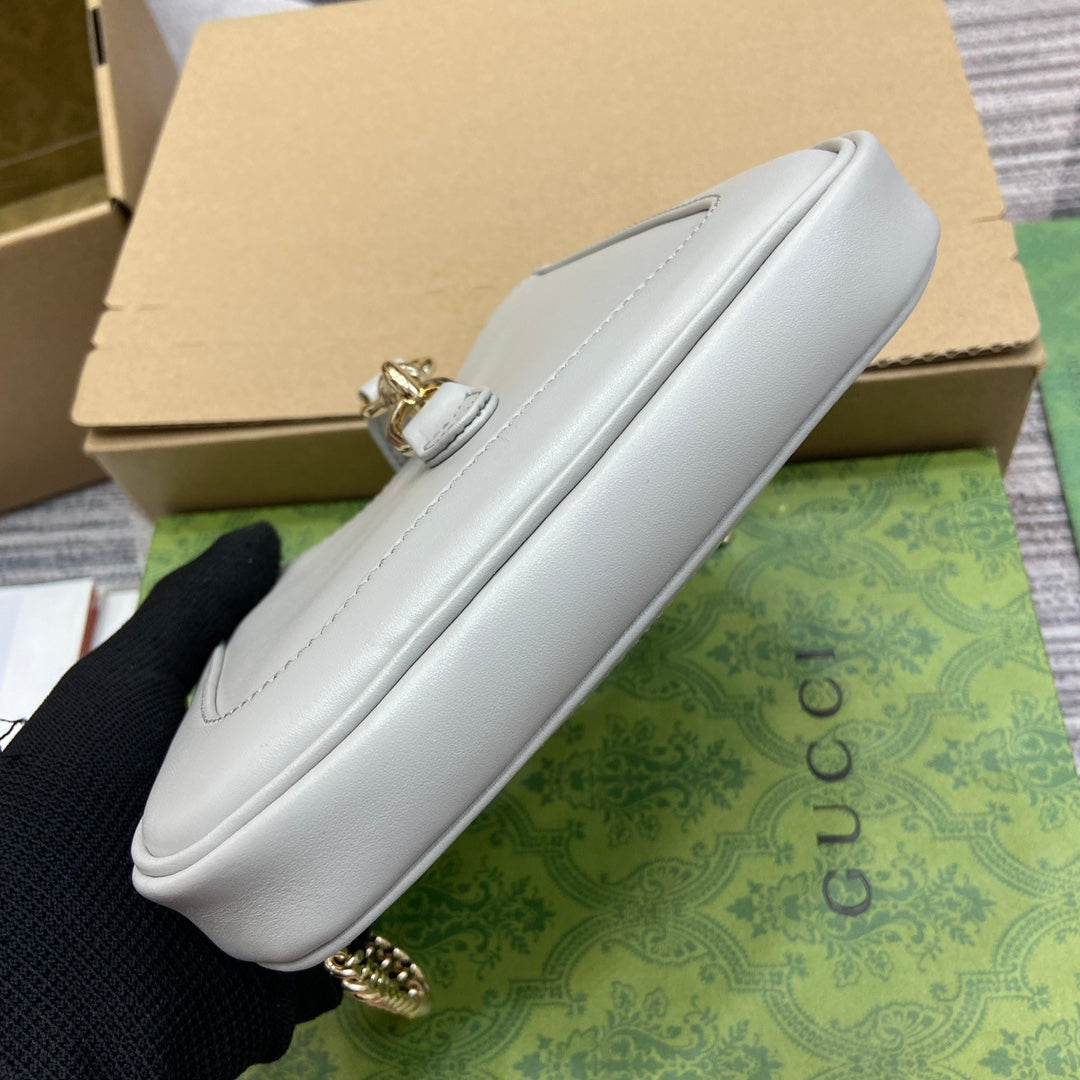 Luxury Gucci JACKIE NOTTE MINI BAG 19 IN WHITE CALFSKIN GOLD HARDWARE