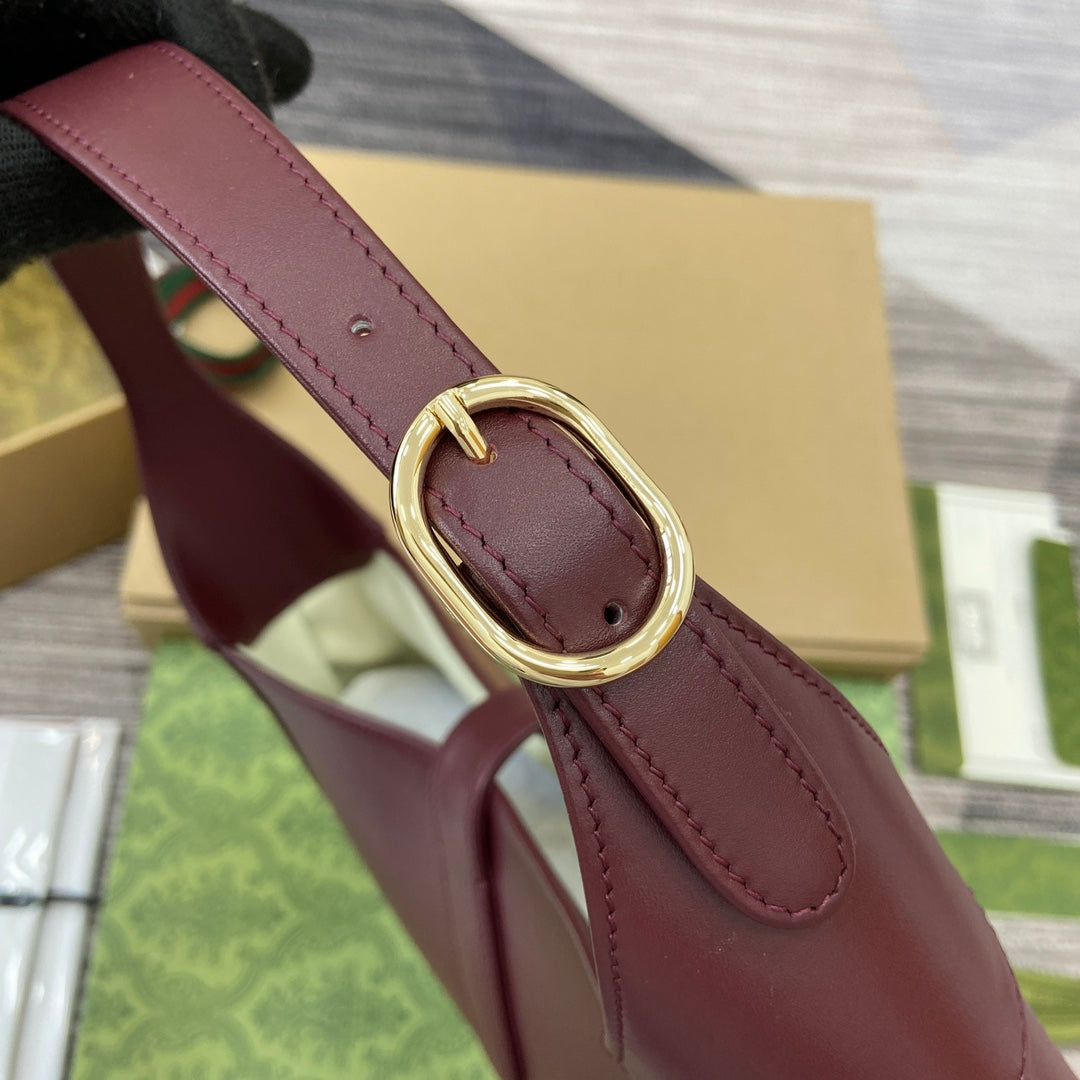 Luxury Gucci JACKIE MEDIUM SHOULDER BAG 35 IN WINE RED CALFSKIN GOLD HARDWARE