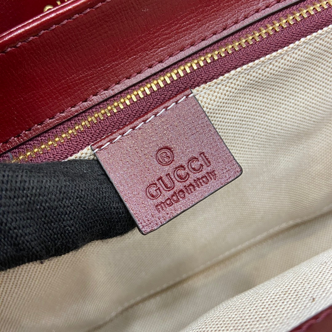 Luxury Gucci HORSEBIT 1955 SHOULDER BAG 25 IN WINE RED LAMBSKIN GOLD HARDWARE