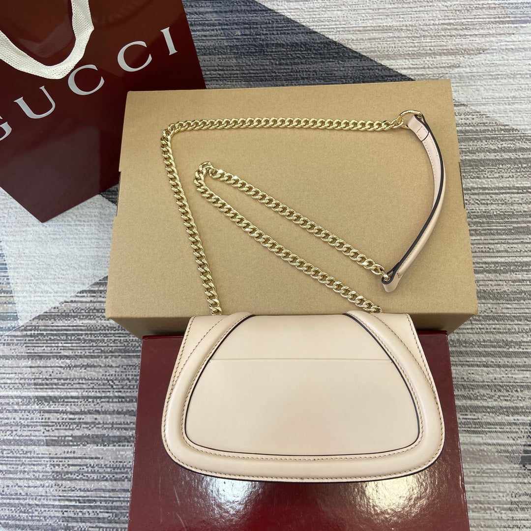 Luxury Gucci BLONDIE MINI SHOULDER BAG 21 IN BEIGE CALFSKIN GOLD HARDWARE