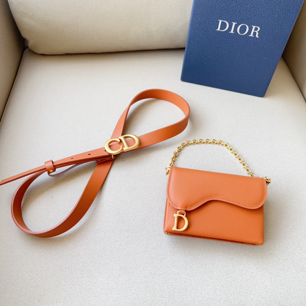 Luxury Diorsaddle removable pouch tan calfskin 20mm belt