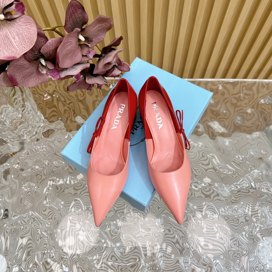 Luxury PradaBRUSHED PUMPS RED AND PINK CALFSKIN