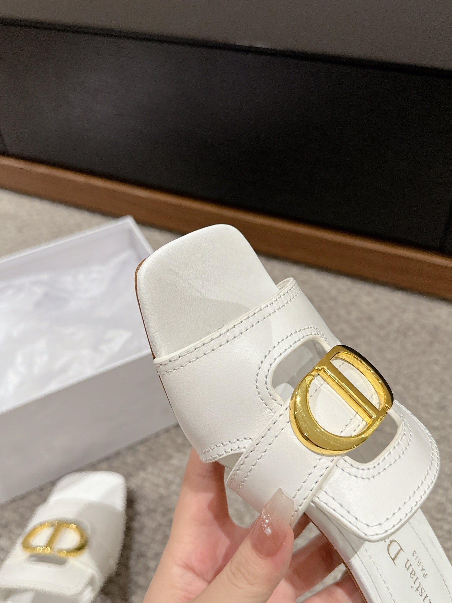 Luxury Diorsandal mule 30 montaigne 35cm white calfskin