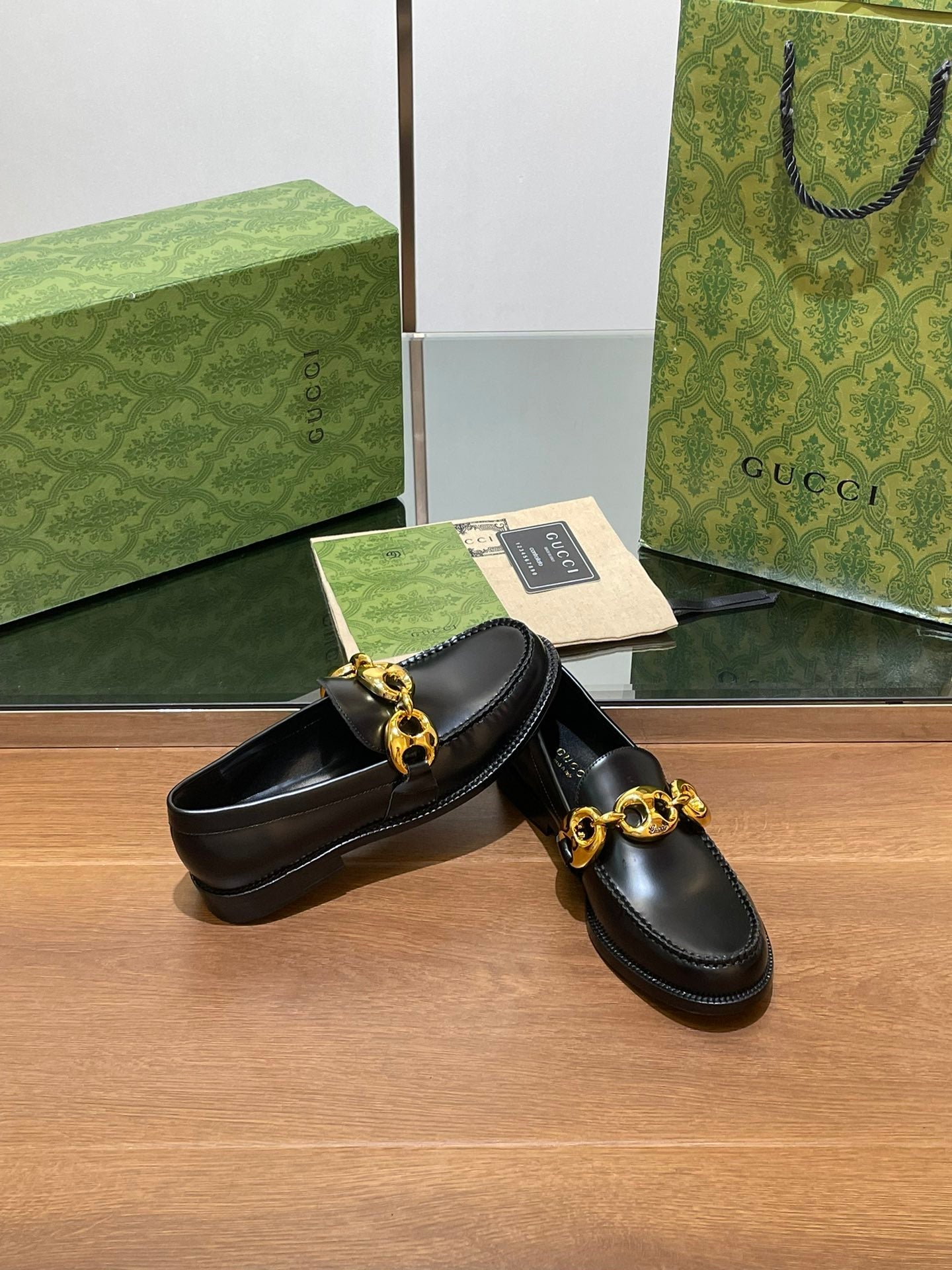 Luxury Gucci GG Marina Loafer Black Calfskin