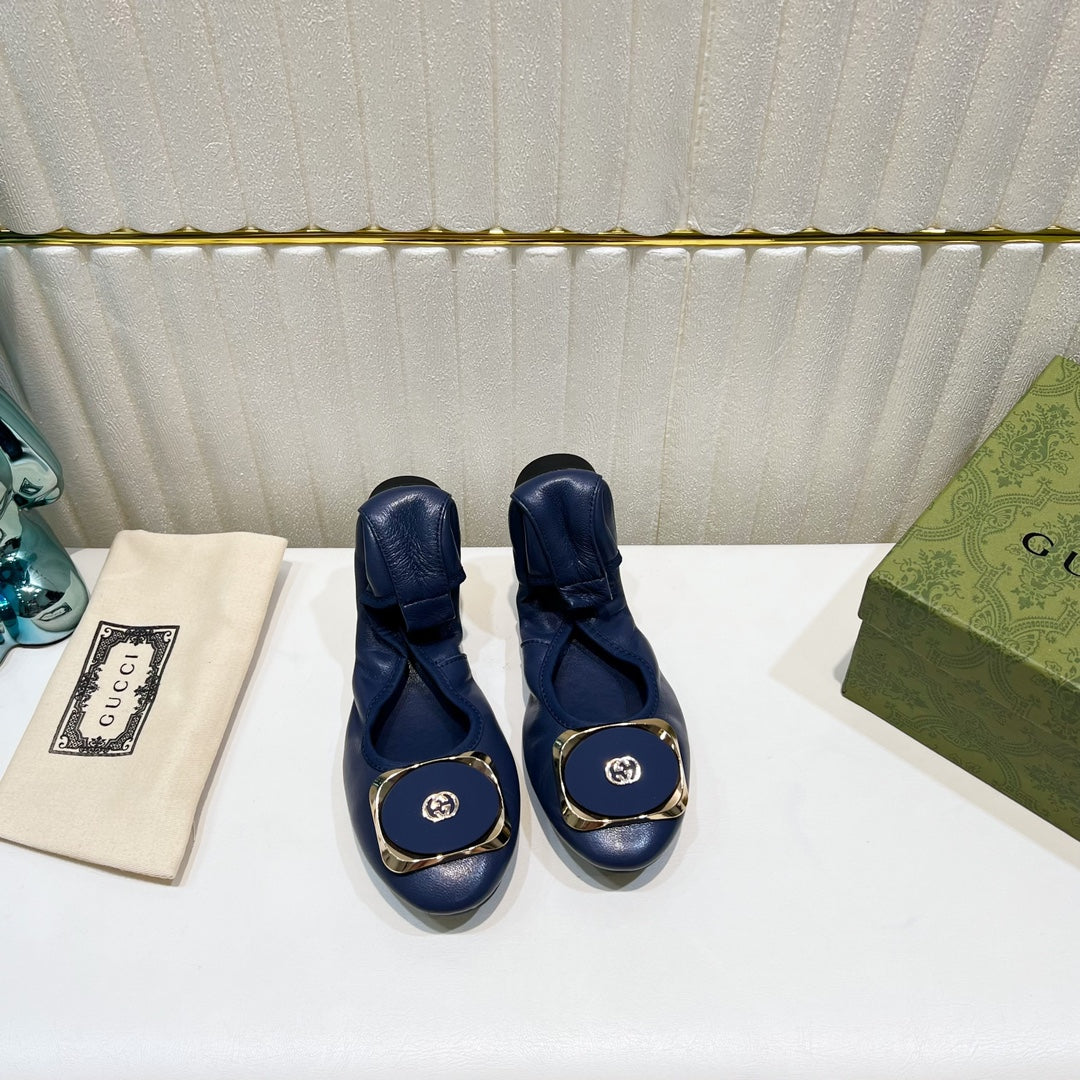 Luxury Gucci GG BALLET SUPER SLIM NAVY LAMBSKIN