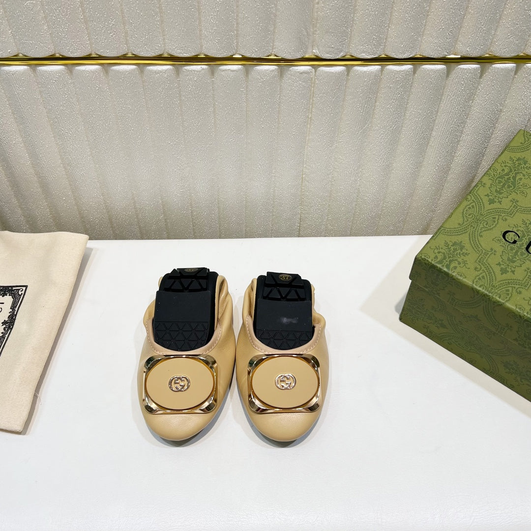Luxury Gucci GG BALLET SUPER SLIM BEIGE LAMBSKIN