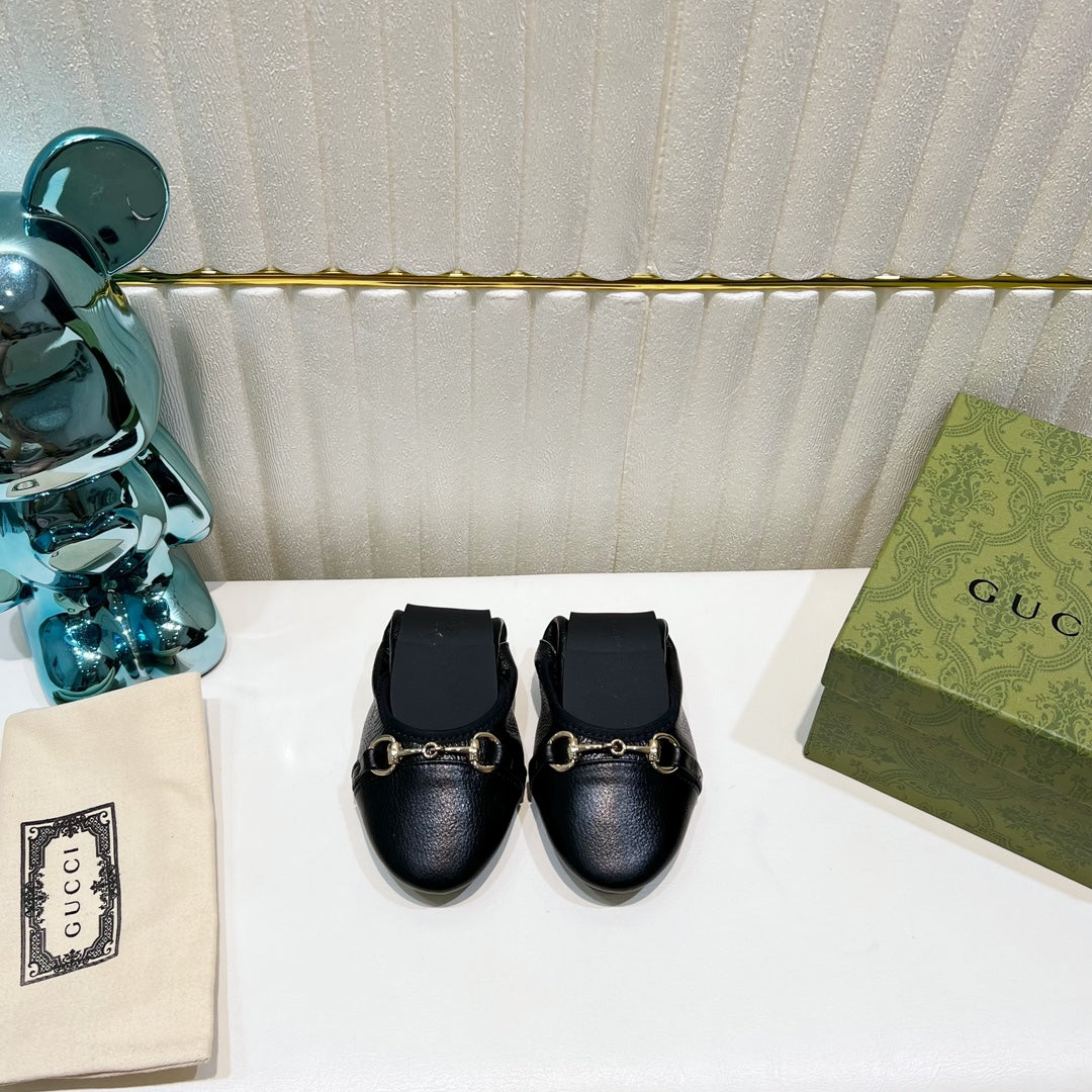 Luxury Gucci GG BALLET SUPER SLIM BUCKLE BLACK LAMBSKIN