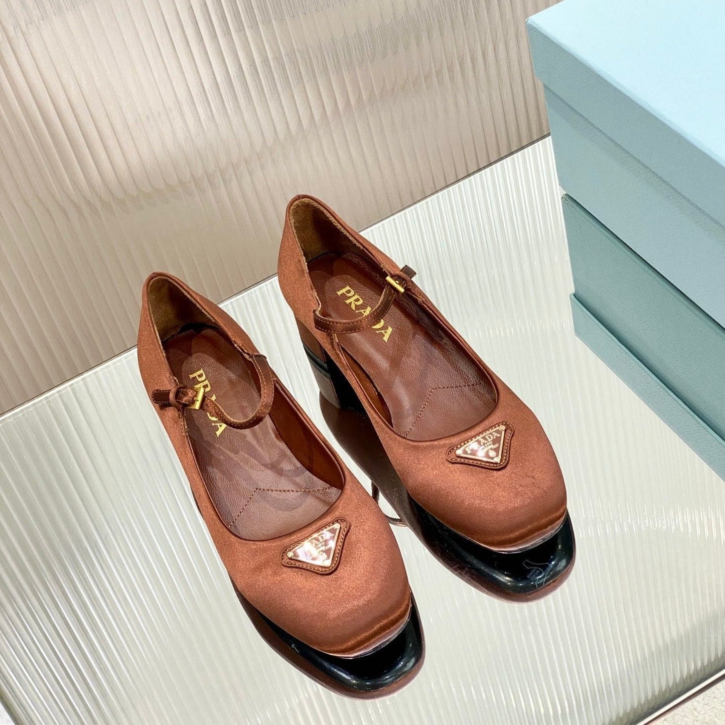 Luxury PradaNAPPA MARY JANE PUMPS BROWN SATIN