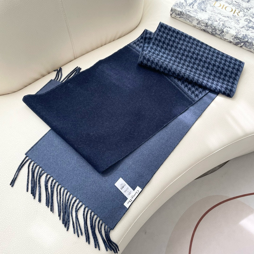 Luxury DiorSCARF 180 CM NAVY BLUE WOOL AND CASHMERE 407336