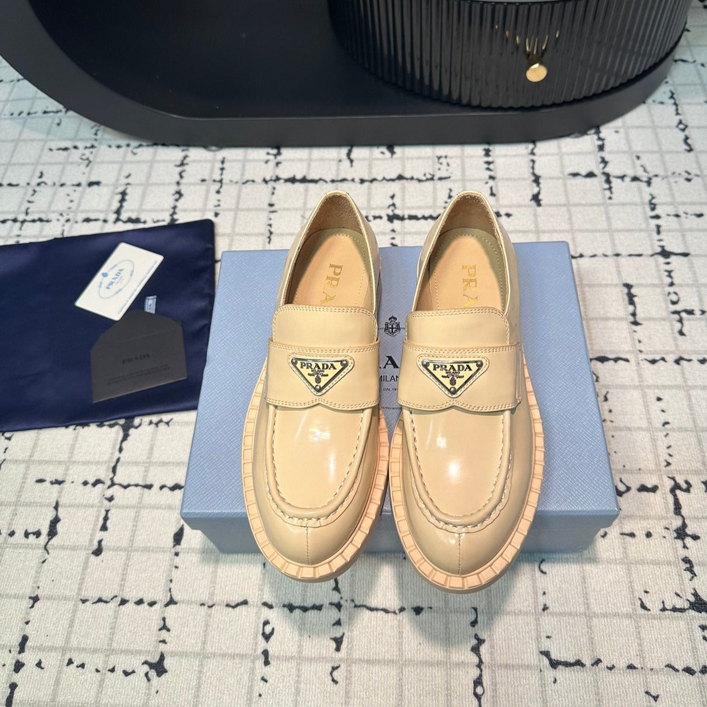 Luxury PradaSCHOCOLATE BRUSHED LOAFERS CREAM CALFSKIN