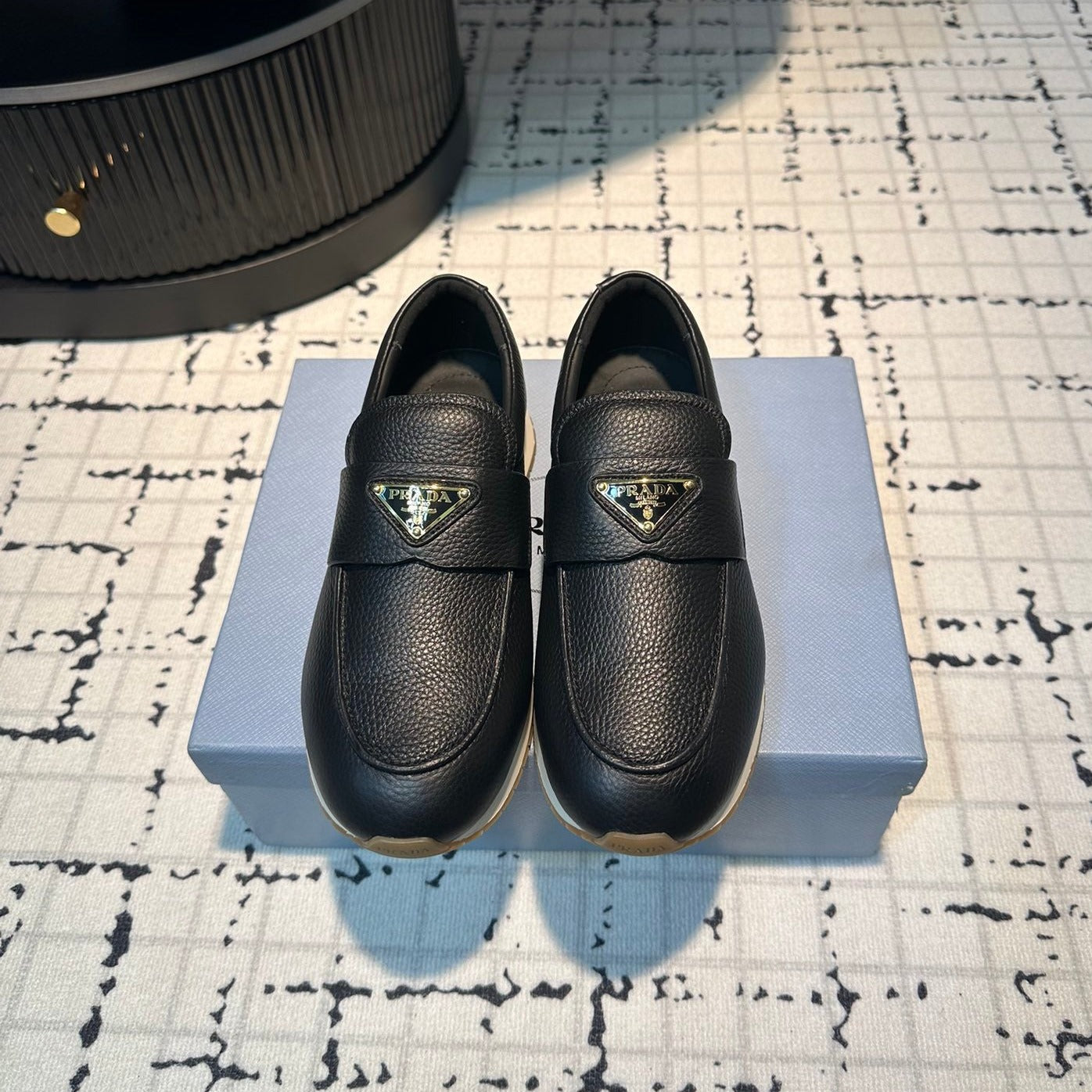 Luxury PradaSPORTY STYLE LOAFERS BLACK CALFSKIN
