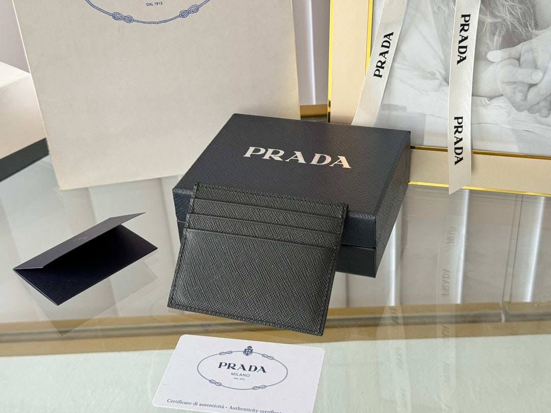 Luxury Prada10 CARD HOLDER IN BLACK CALFSKIN
