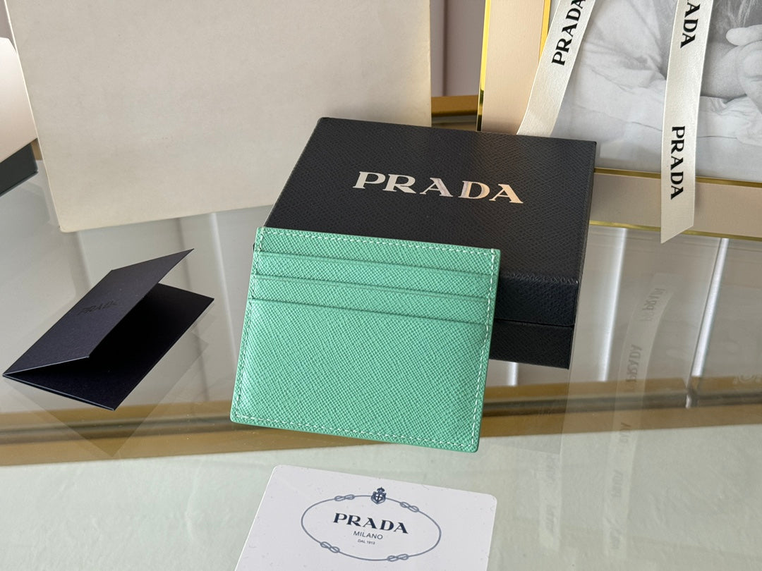 Luxury Prada10 CARD HOLDER IN SEAFOAM GREEN CALFSKIN