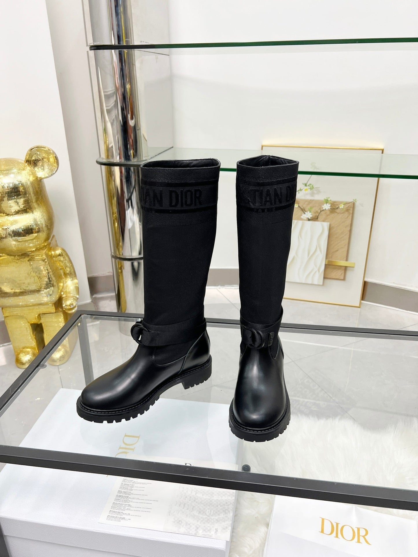 Luxury DiorD-Major Boot In Black Stretch Wool And Lambskin 107721
