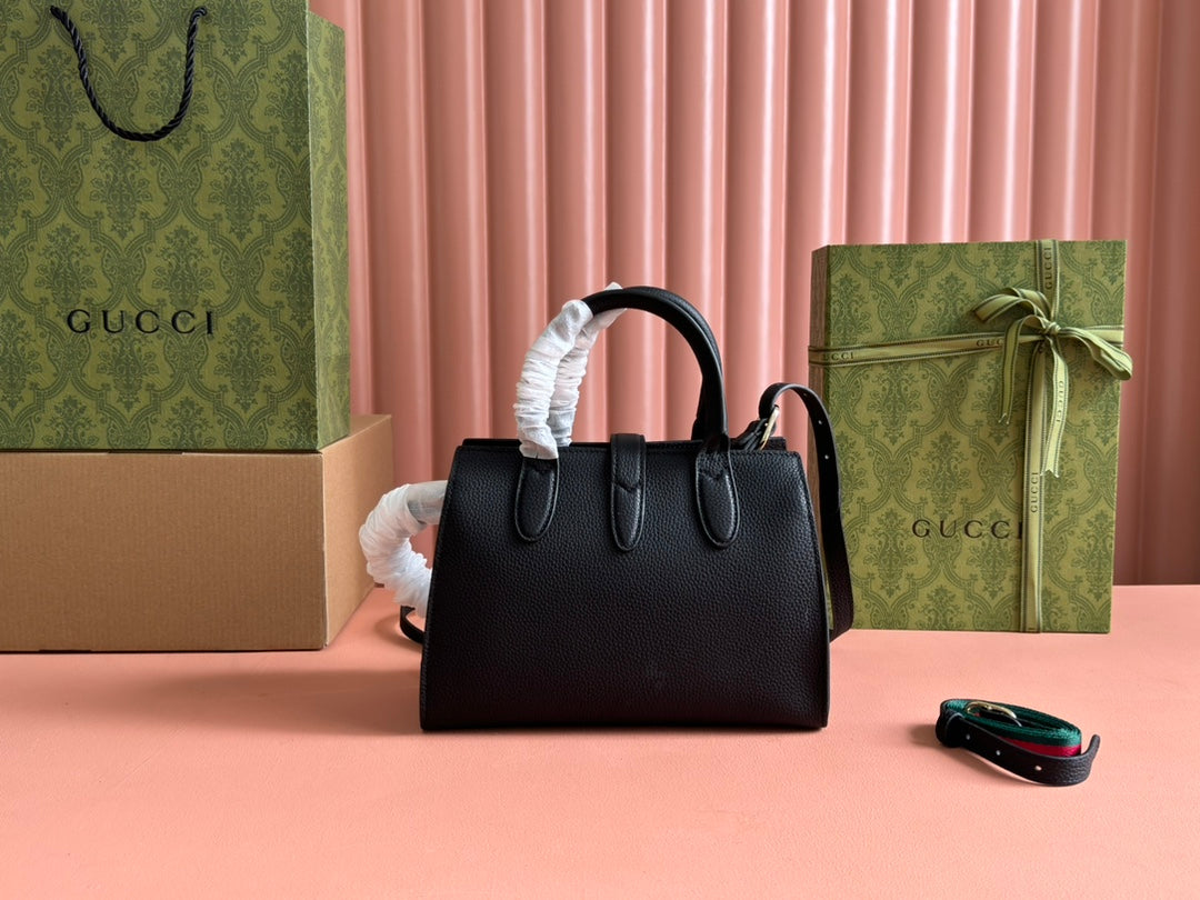 Luxury Gucci JACKIE SMALL TOTE BAG 24 IN BLACK CALFSKIN GOLD HARDWARE