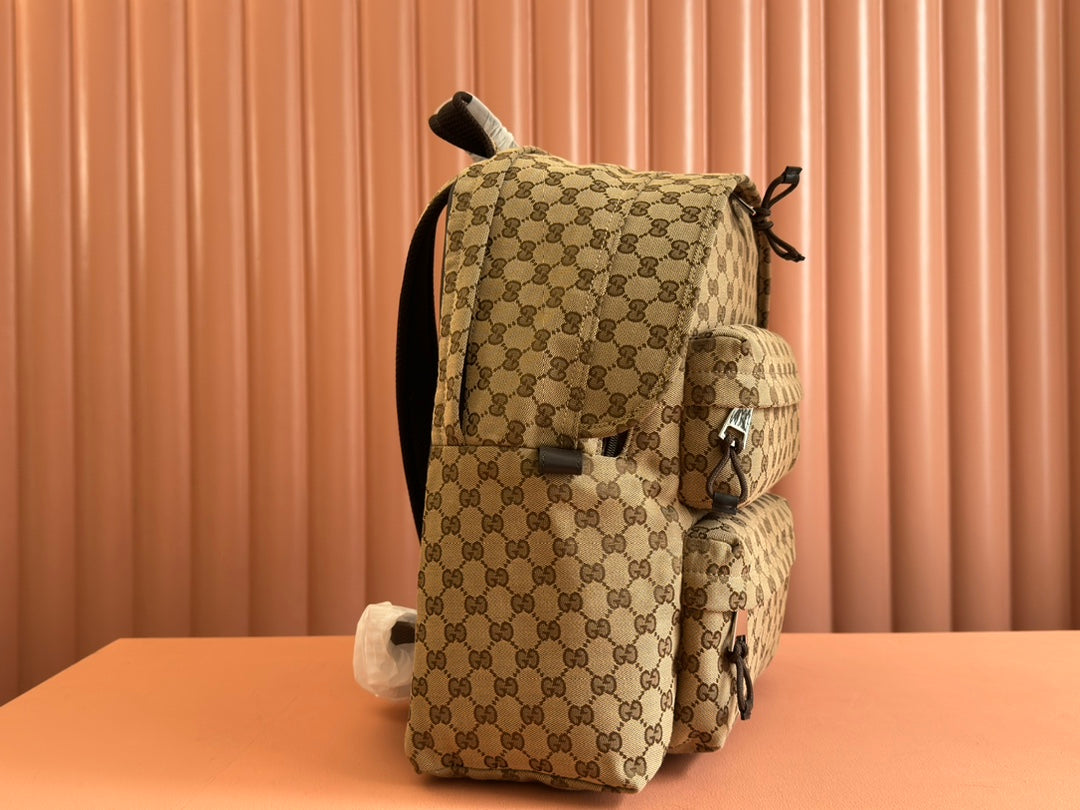 Luxury Gucci MEDIUM BACKPACK 40 IN BEGE AND EBONY CANVAS