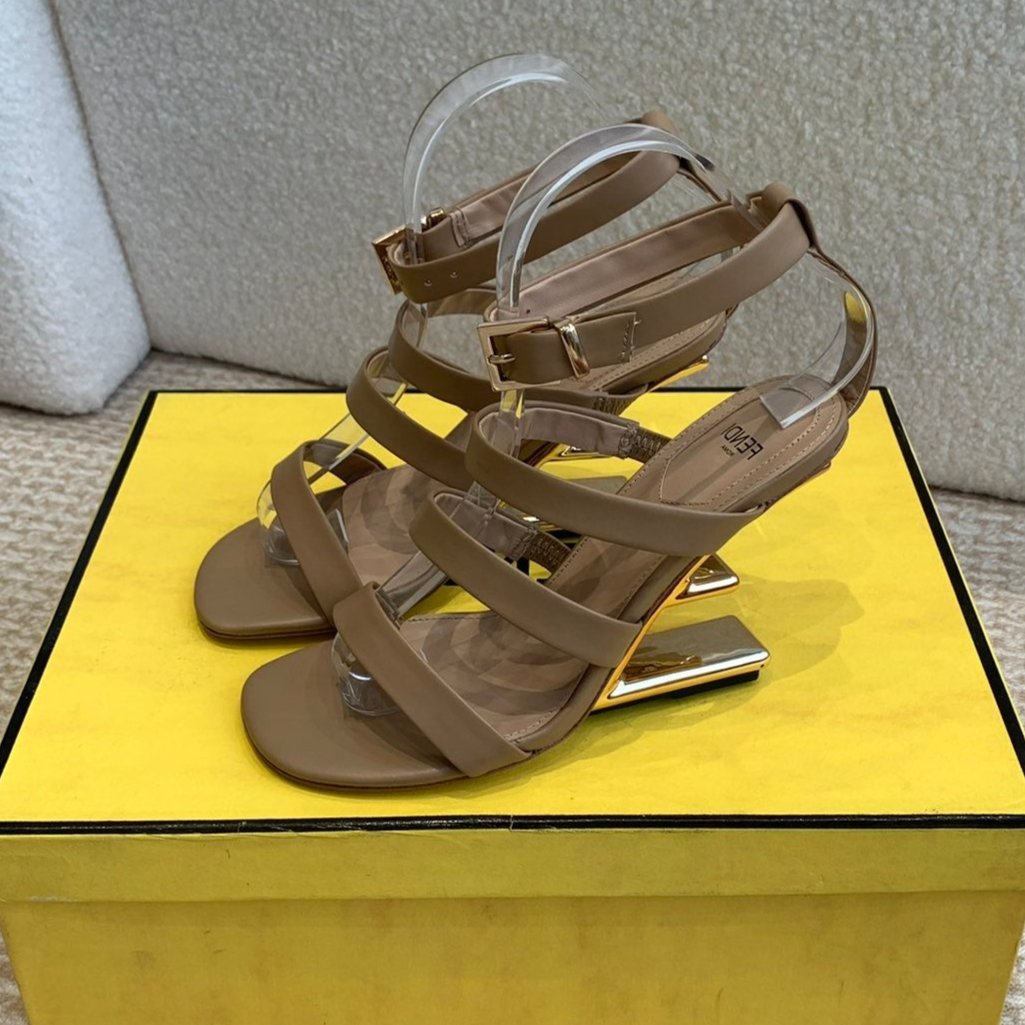 Luxury FendiLuxury FendiHIGH SANDAL 10 CM IN SEPIA BROWN CALFSKIN