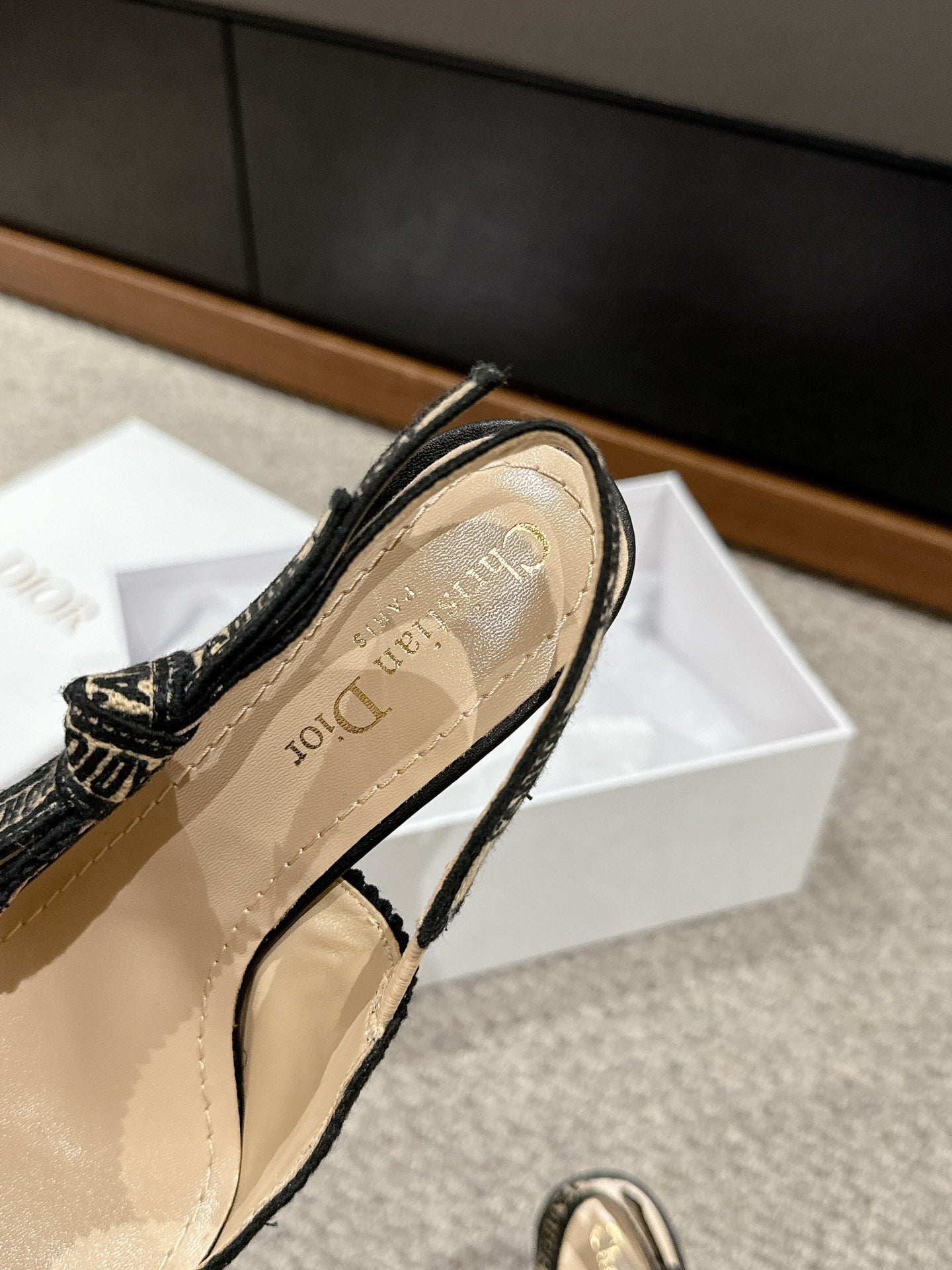 Luxury Diorslingback 100 beige raffia lambskin
