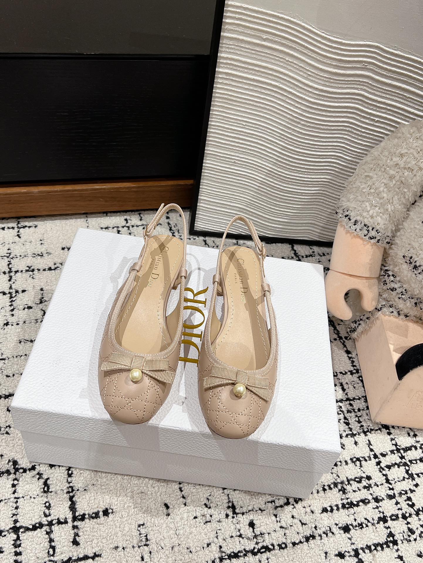 Luxury DiorBallet Slingback Pump 30mm In Nude Quilted Calfskin 997045
