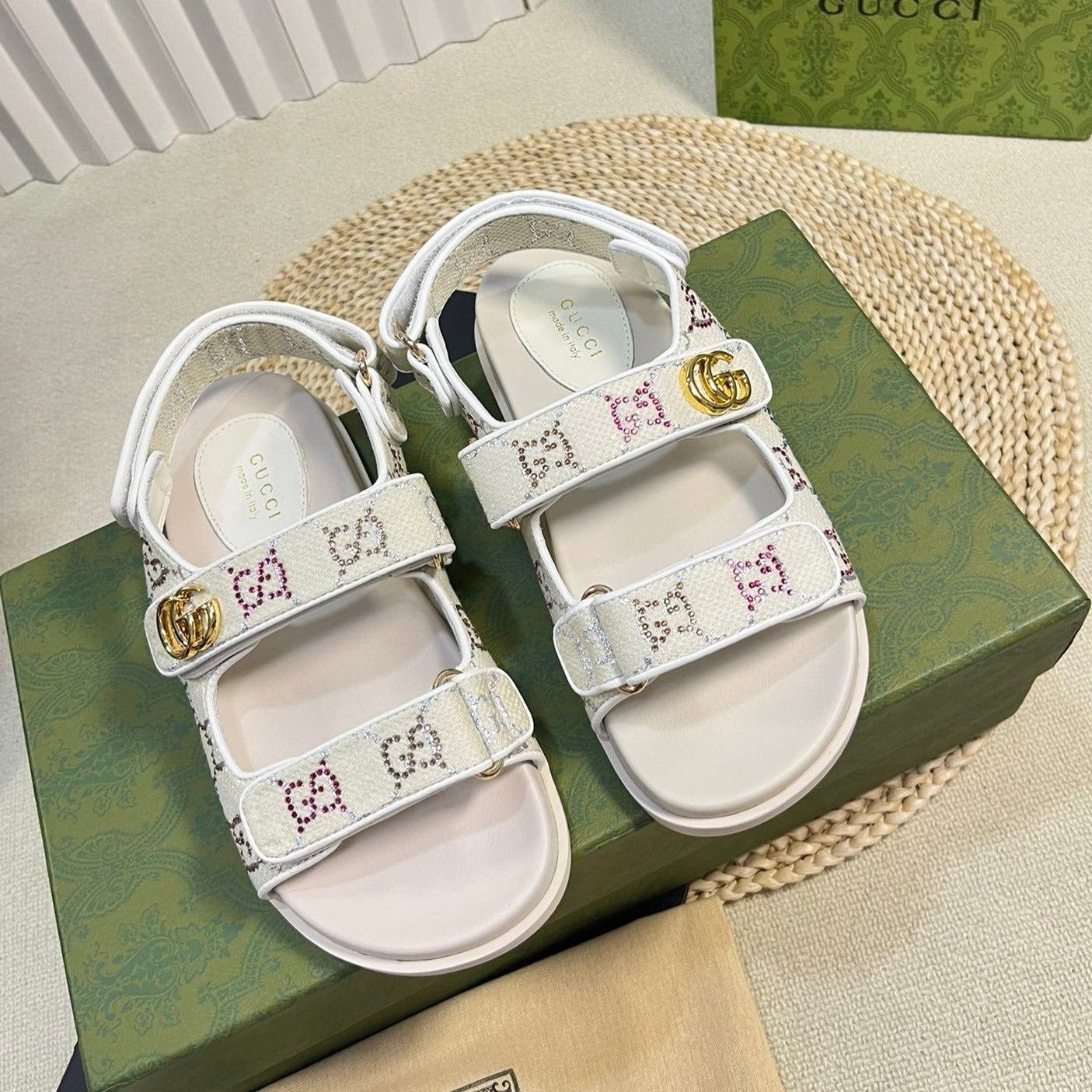 Luxury Gucci GG Sandal With Double G White