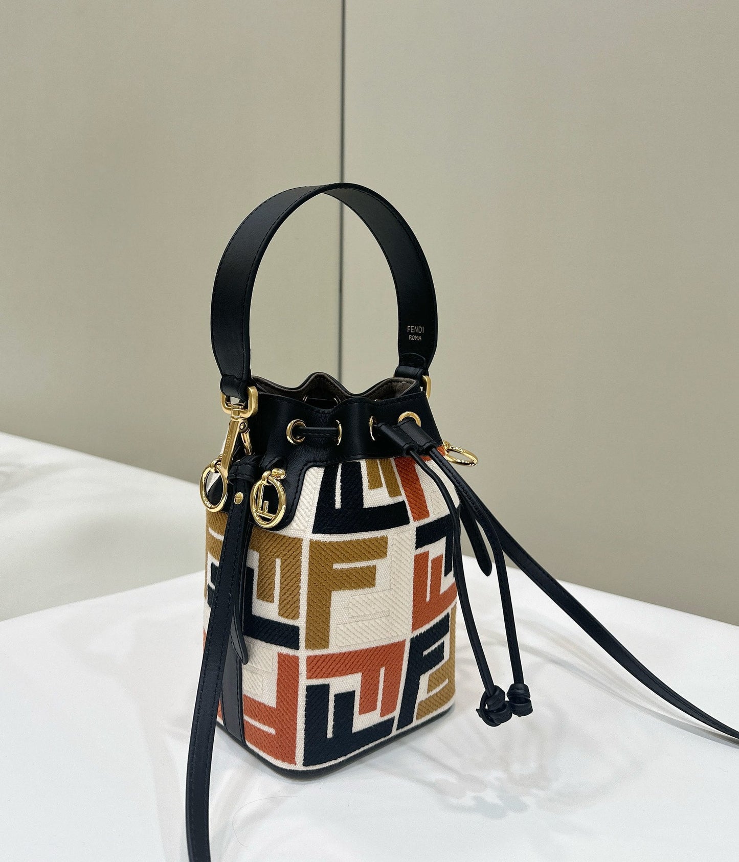 Luxury FendiMON TRESOR 18 IN MULTICOLOR CANVAS WITH FF MOTIF EMBROIDERED